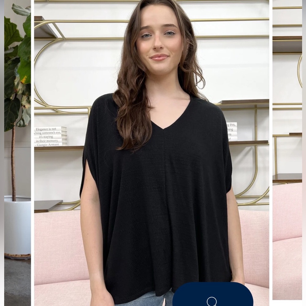 Laurie Felt Los Angeles XL/1X Oversized Poncho Type Top with V-Neck NWOT (Black)